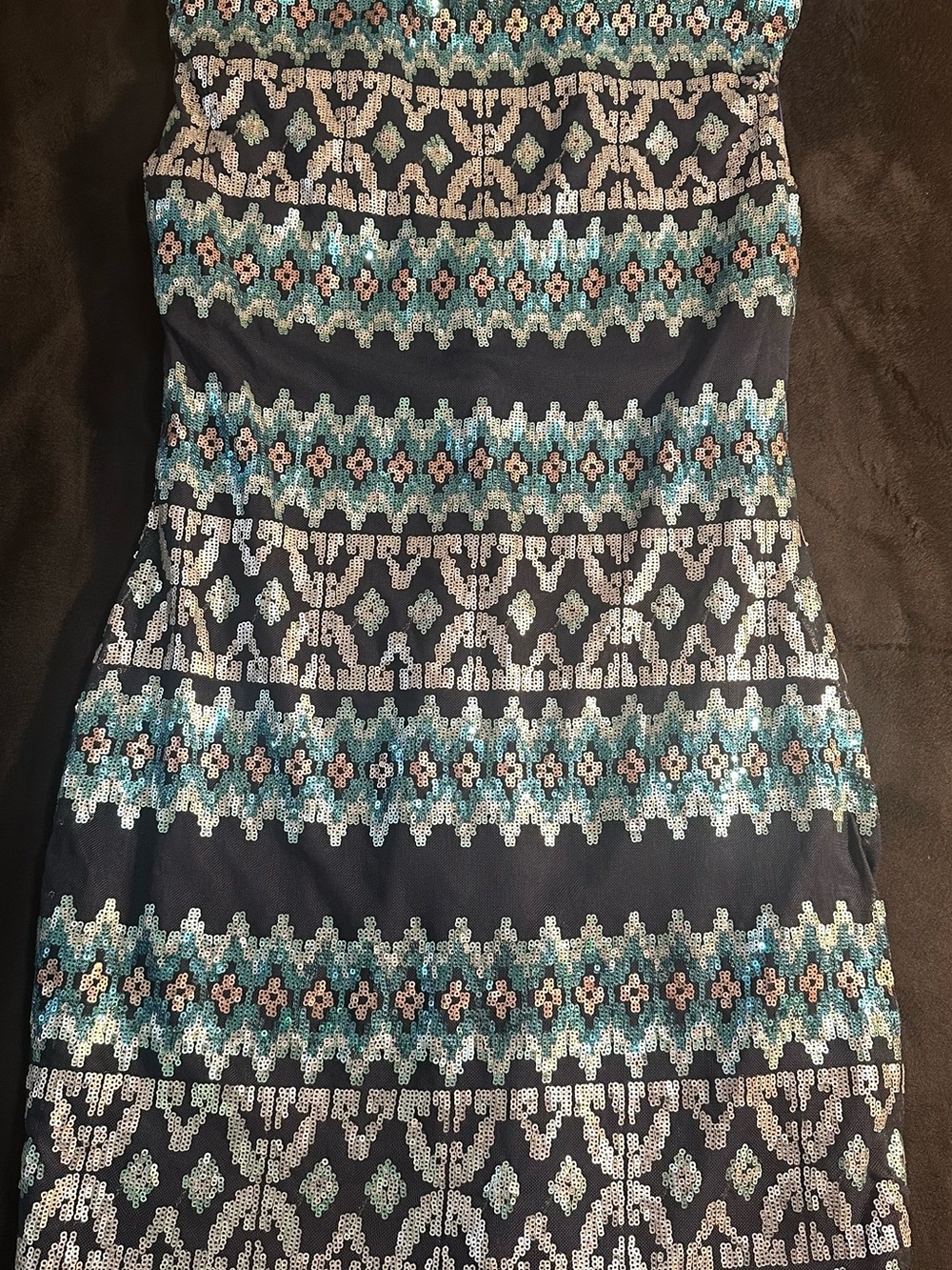 As U Wish Strapless Bodycon Dress in Black, Teal & Blush